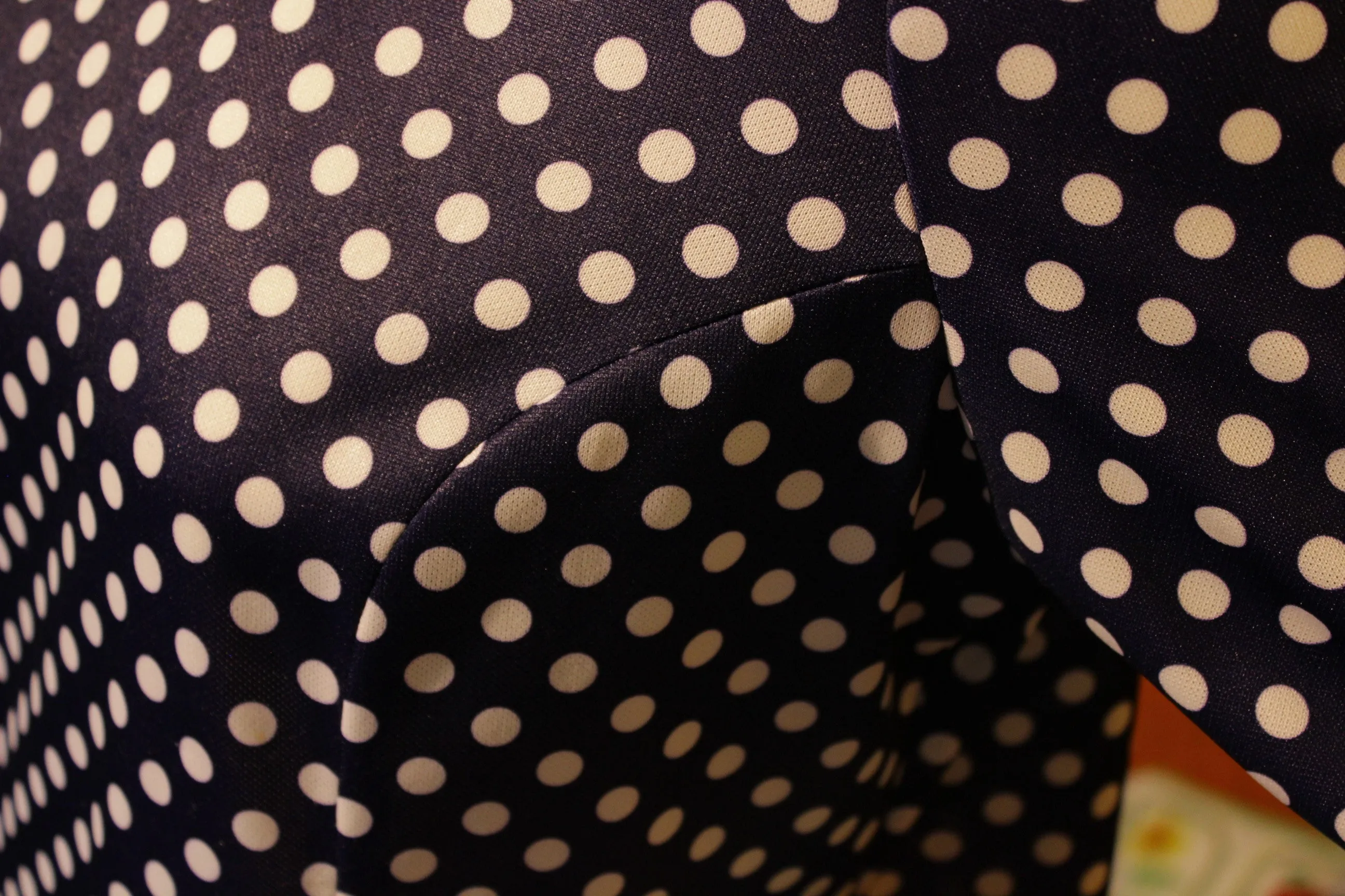 1960's Puritan Forever Young Blue White Polka Dot Dress. Mod Half Zip.