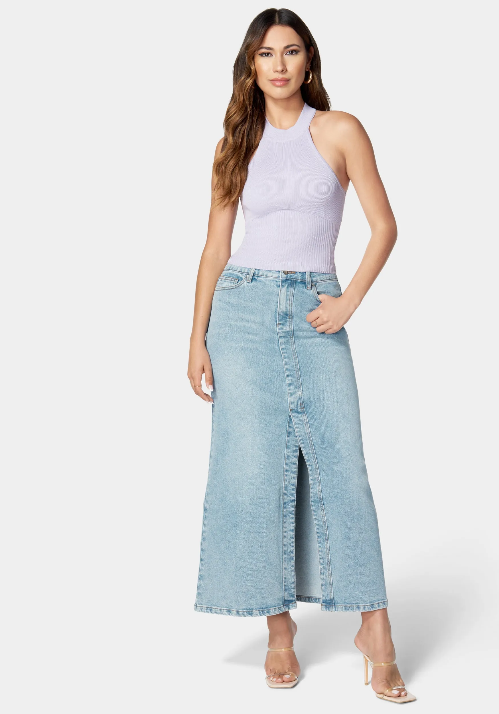 5 Pockets Denim Column Skirt