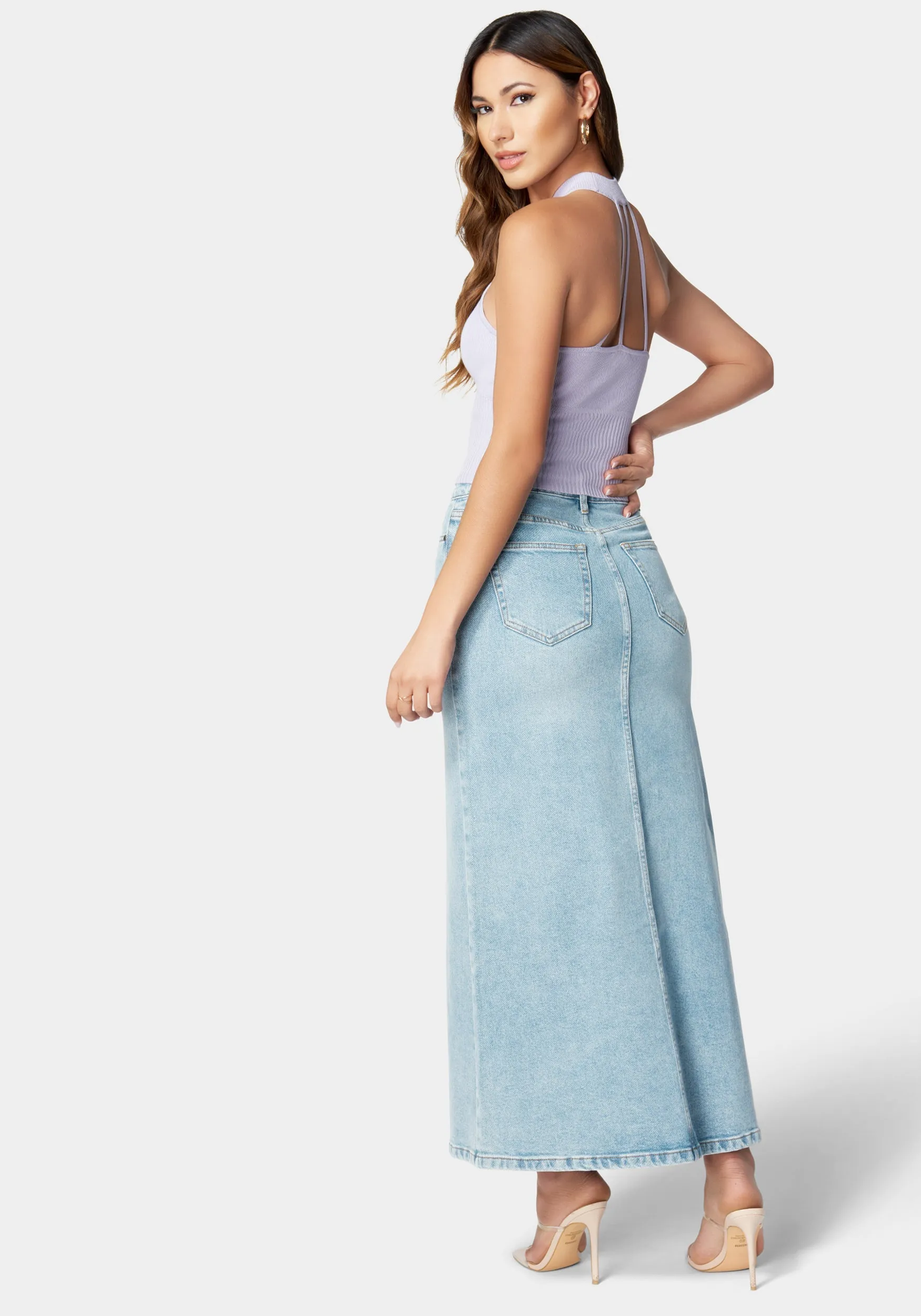 5 Pockets Denim Column Skirt