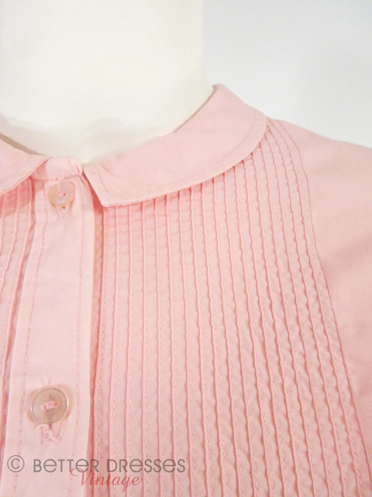 60s Shirtwaist Dress in Pink Cotton - med, lg