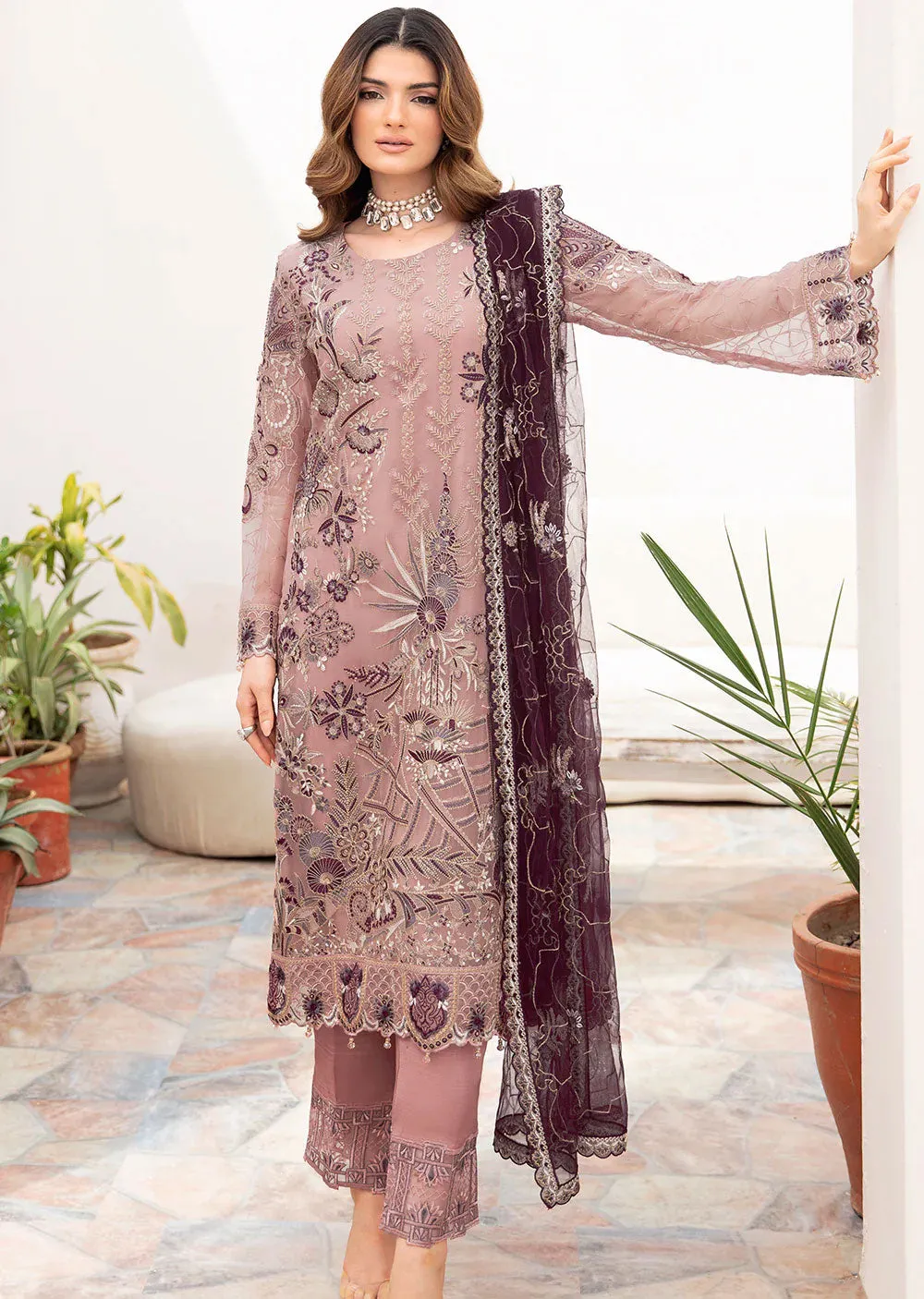 A-709-R - Readymade - Ramsha Chevron Chiffon Collection Vol 7