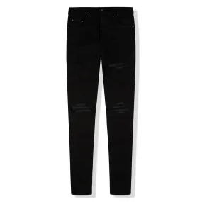 Amiri MX1 Black Leather Patch Jeans