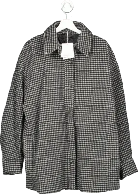 & Other Stories Oversize Mini Houndstooth Shacket In Black BNWT UK L