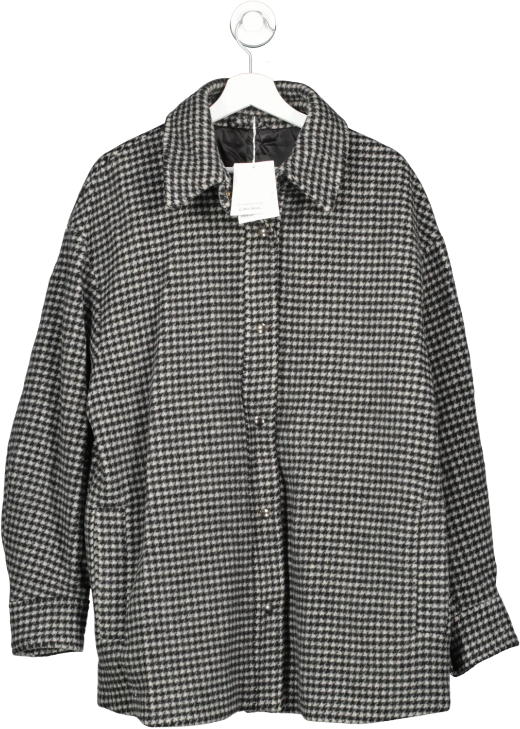 & Other Stories Oversize Mini Houndstooth Shacket In Black BNWT UK L