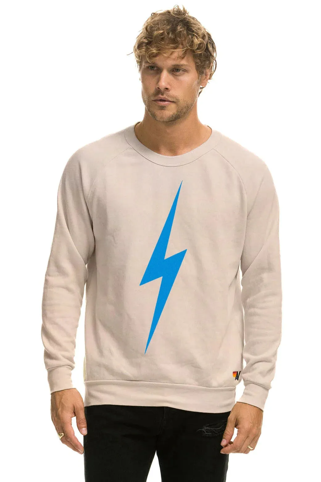 Aviator Nation BOLT CREW SWEATSHIRT - SAND // BLUE