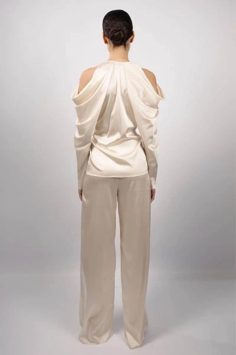 BASIL OFF-WHITE SILK PANTS