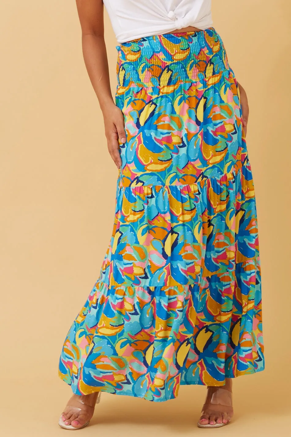 BETTINA ABSTRACT PRINT MAXI SKIRT