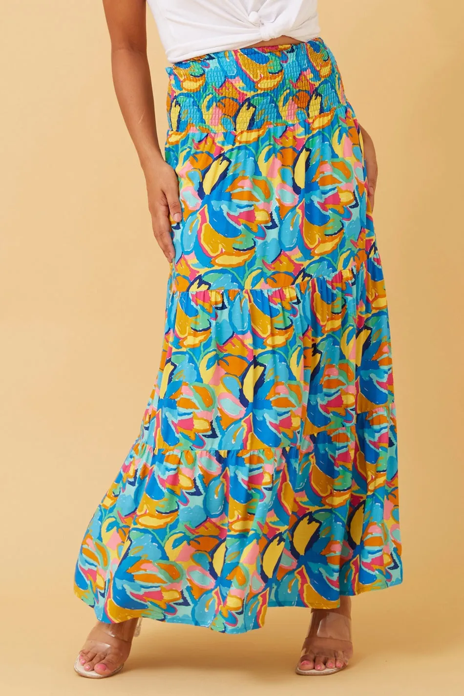 BETTINA ABSTRACT PRINT MAXI SKIRT