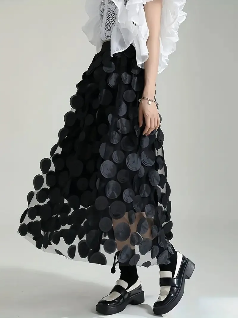 Black Applique High Waist Maxi Skirts