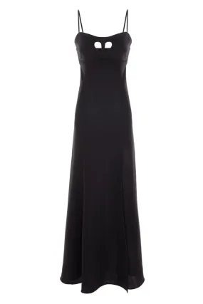 BLACK CUT-OUT HEART SILK GOWN