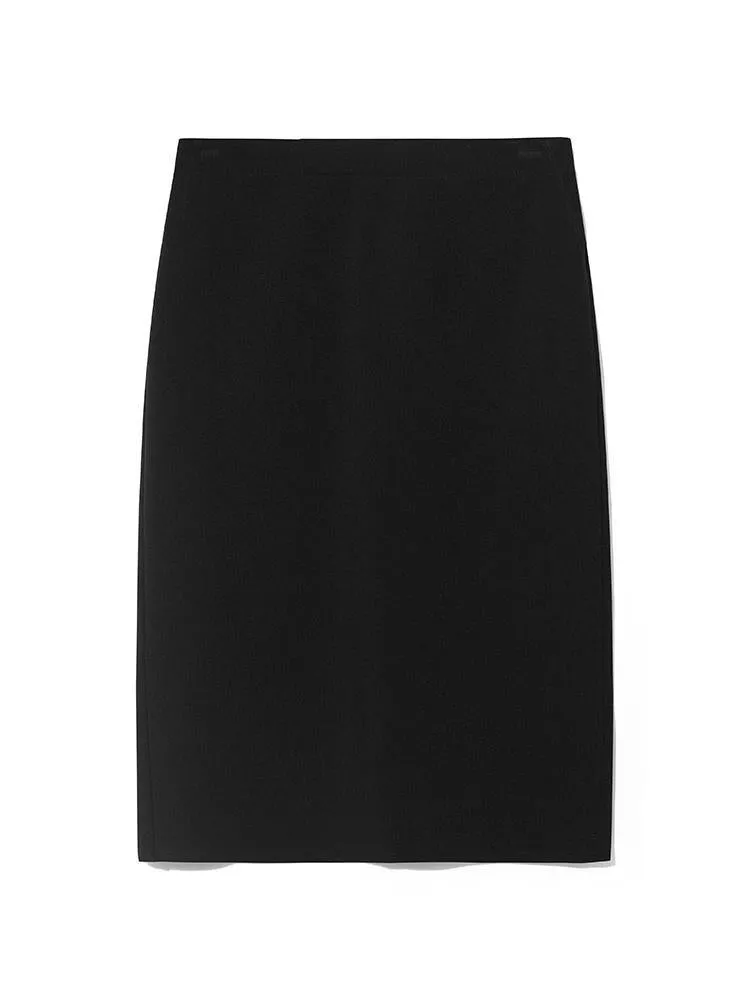 Black Stretchy Straight Seamless Women Skirt