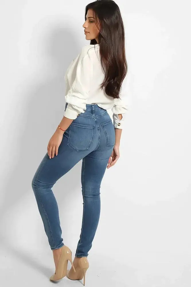 Blue Soft Denim High Waist Skinny Jeans