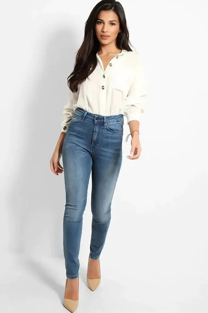 Blue Soft Denim High Waist Skinny Jeans