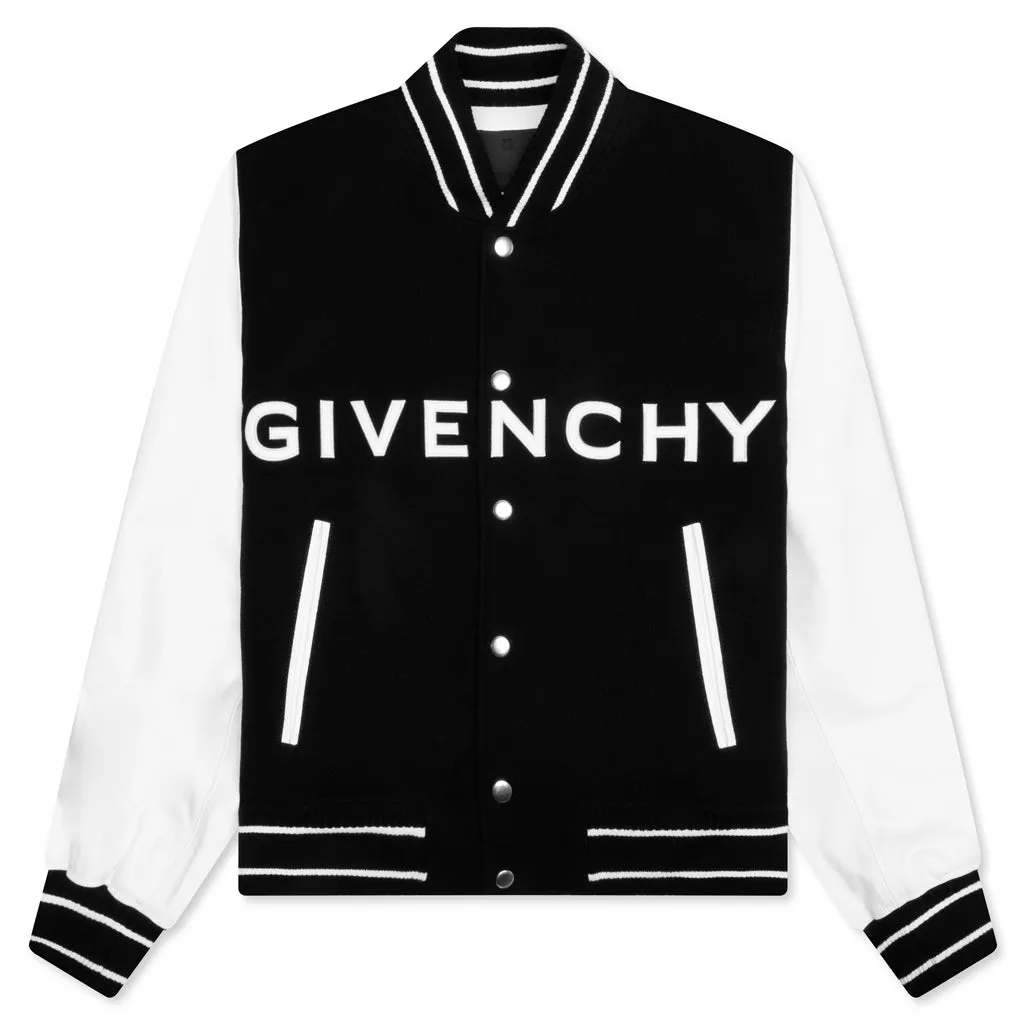 Bomber in Wool and Leather - Black/White