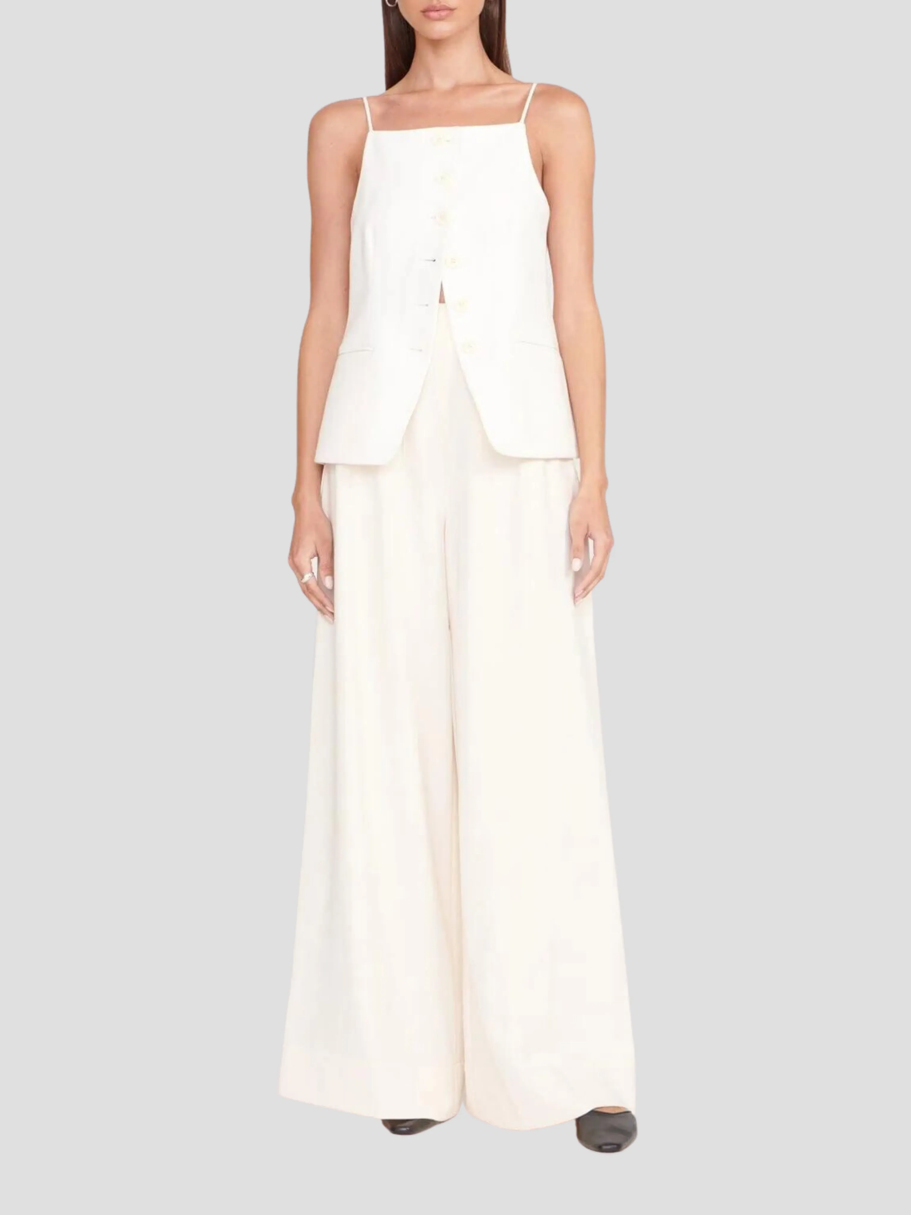 Caleb Ivory Wide-Leg Pant