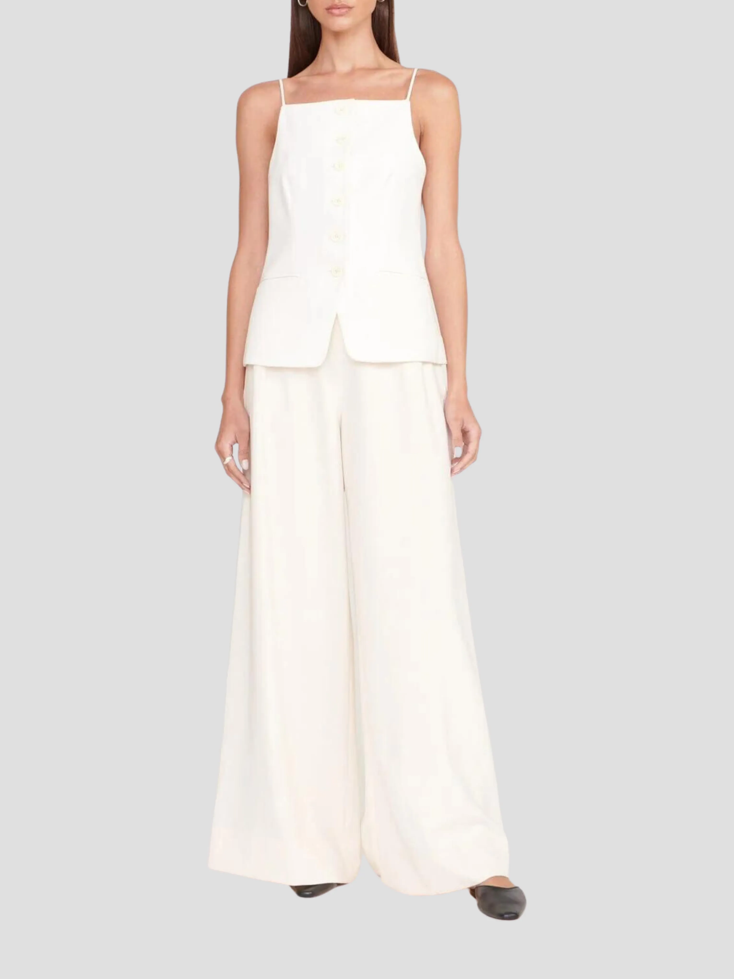 Caleb Ivory Wide-Leg Pant