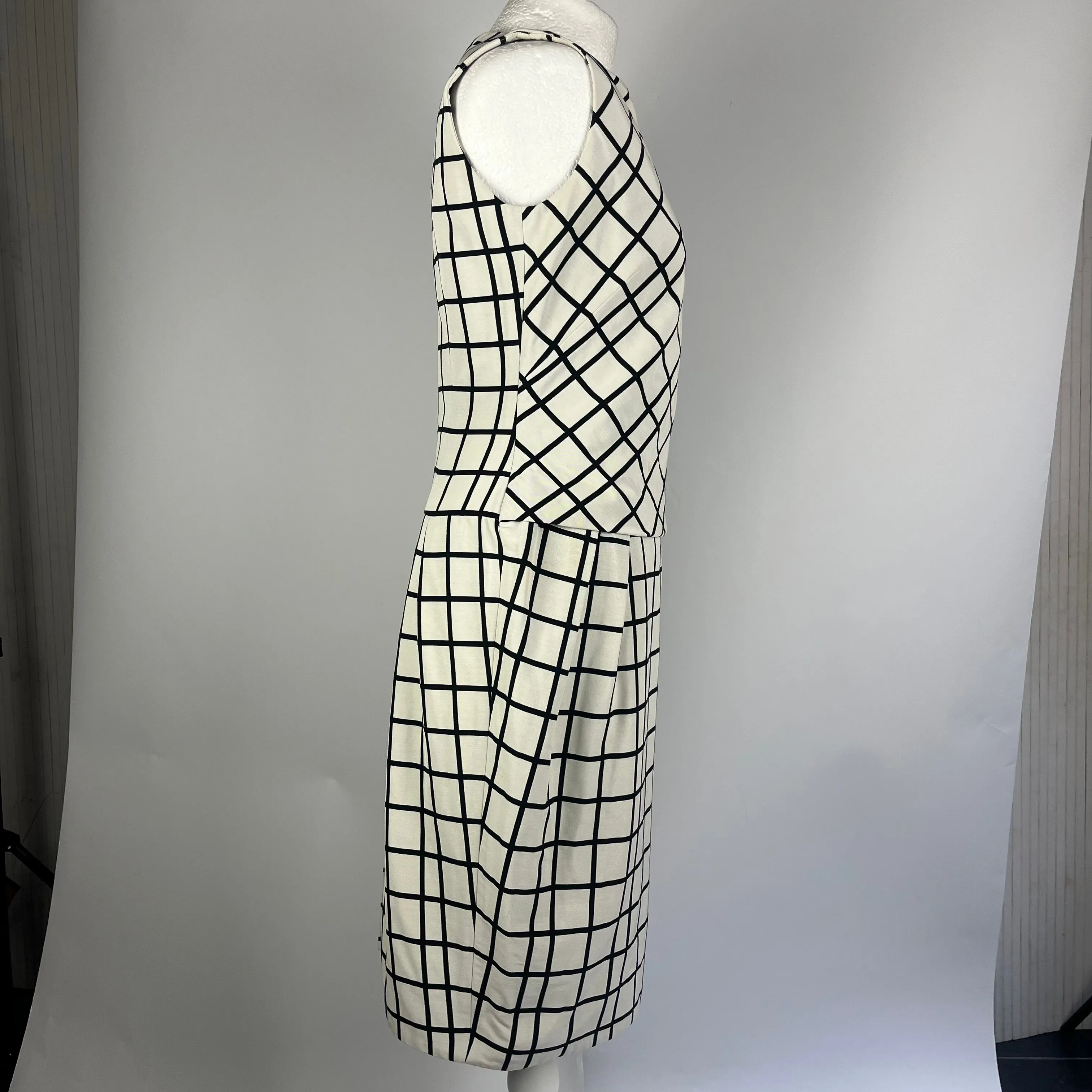 Christian Dior Ivory & Black Grid Midi Dress M