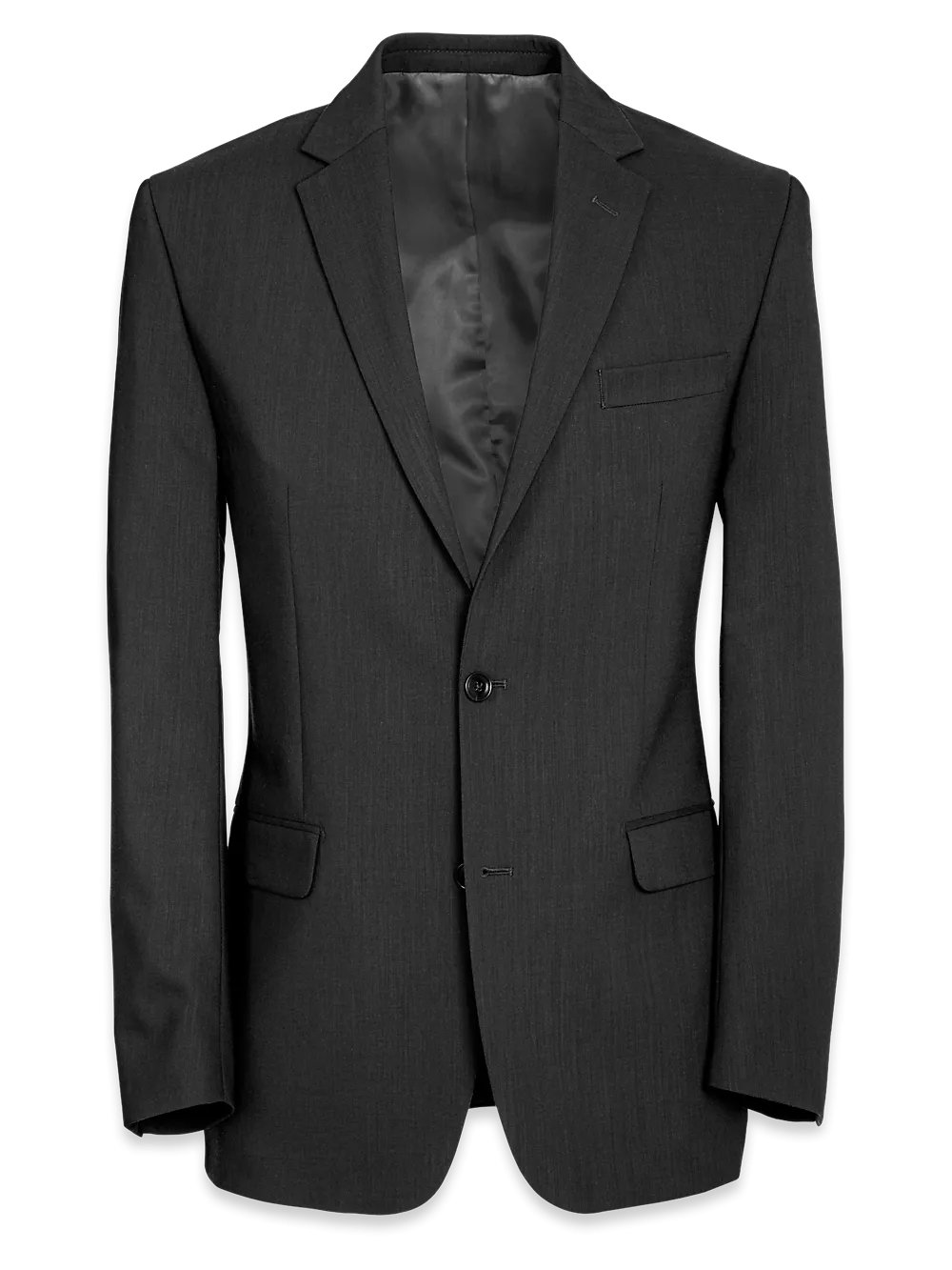 Classic Fit Essential Wool Notch Lapel Suit Jacket - Black