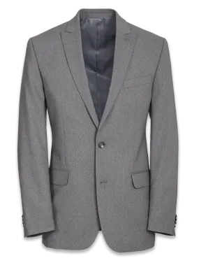 Classic Fit Essential Wool Peak Lapel Side Vents Suit Jacket - Grey