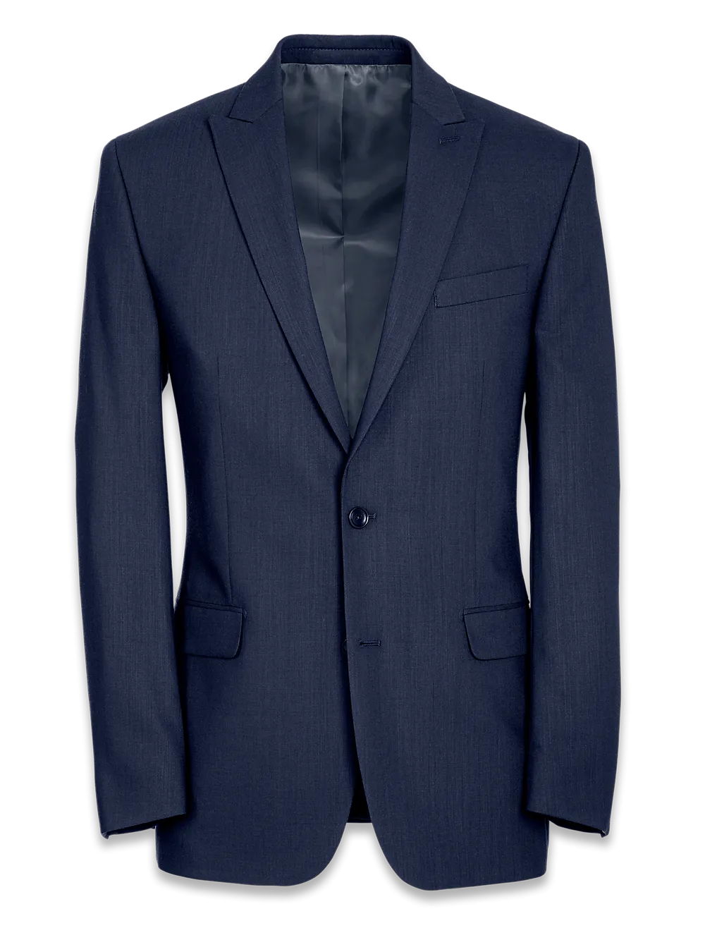 Classic Fit Essential Wool Peak Lapel Side Vents Suit Jacket - Navy