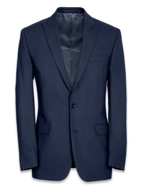 Classic Fit Essential Wool Peak Lapel Side Vents Suit Jacket - Navy