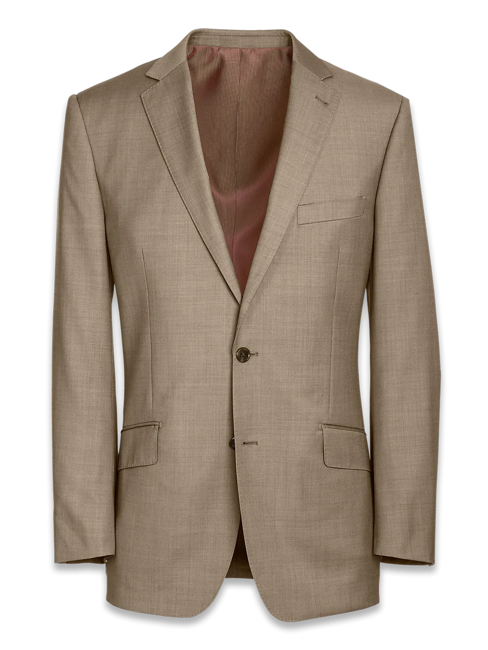 Classic Fit Sharkskin Notch Lapel Suit Jacket - Tan