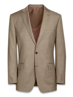 Classic Fit Sharkskin Notch Lapel Suit Jacket - Tan