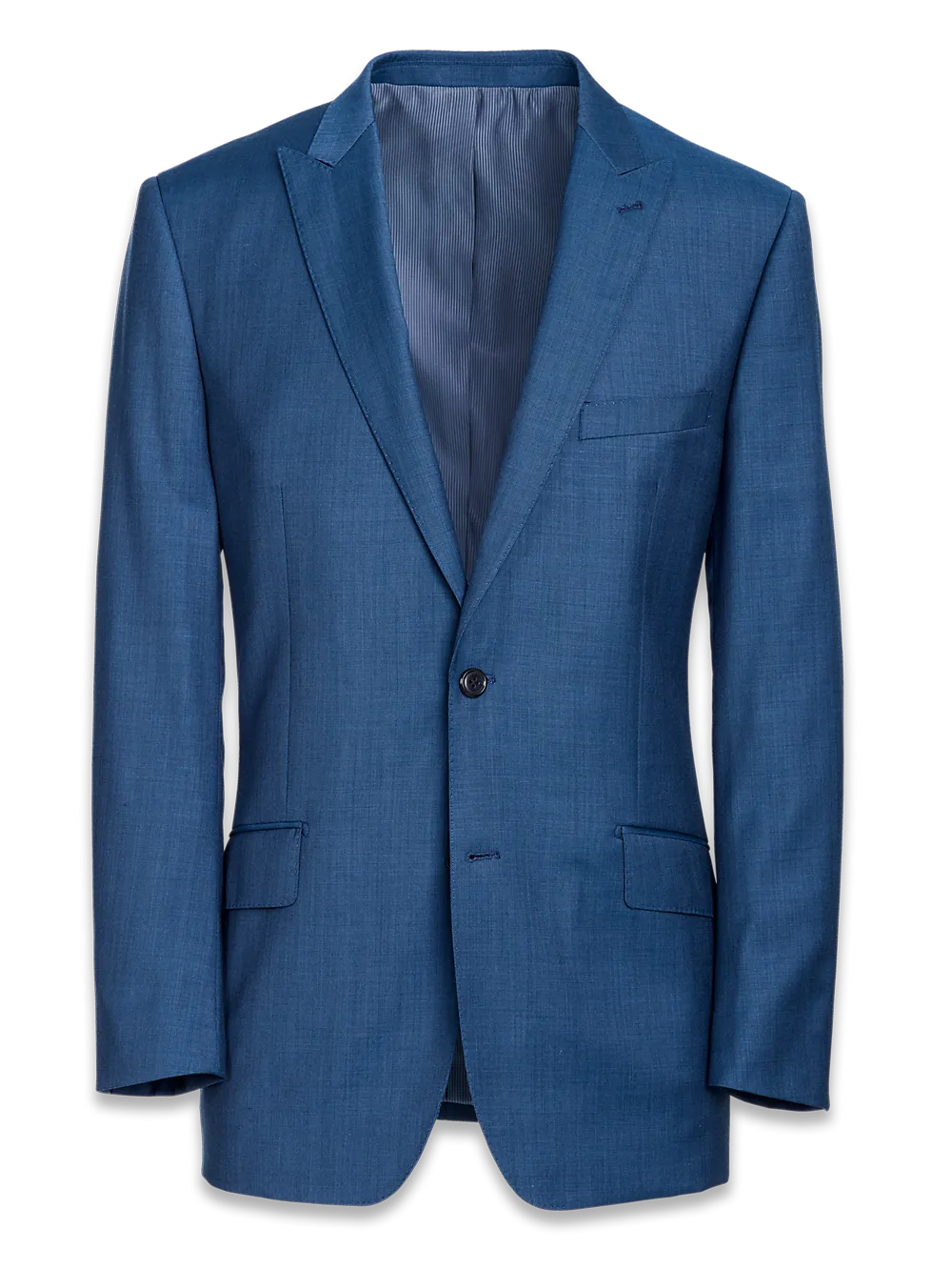 Classic Fit Sharkskin Peak Lapel Suit Jacket - Slate Blue