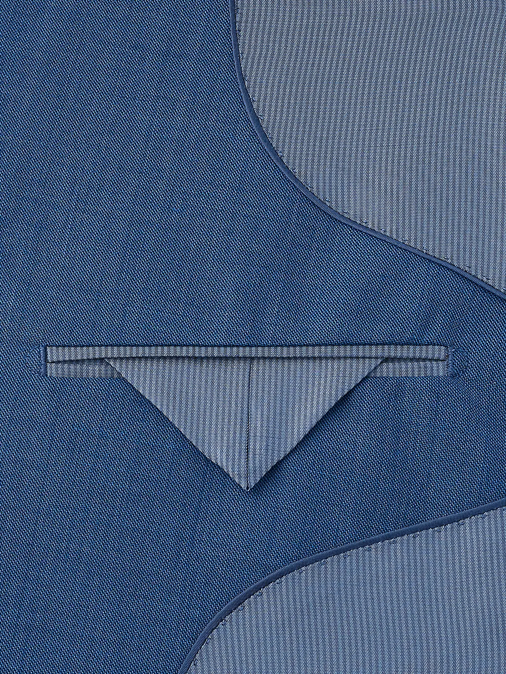 Classic Fit Sharkskin Peak Lapel Suit Jacket - Slate Blue