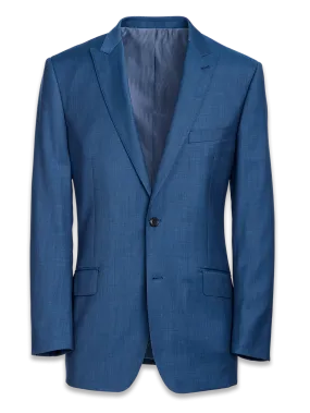 Classic Fit Sharkskin Peak Lapel Suit Jacket - Slate Blue