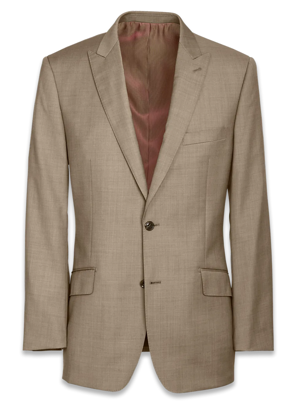 Classic Fit Sharkskin Peak Lapel Suit Jacket - Tan