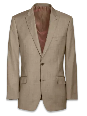 Classic Fit Sharkskin Peak Lapel Suit Jacket - Tan