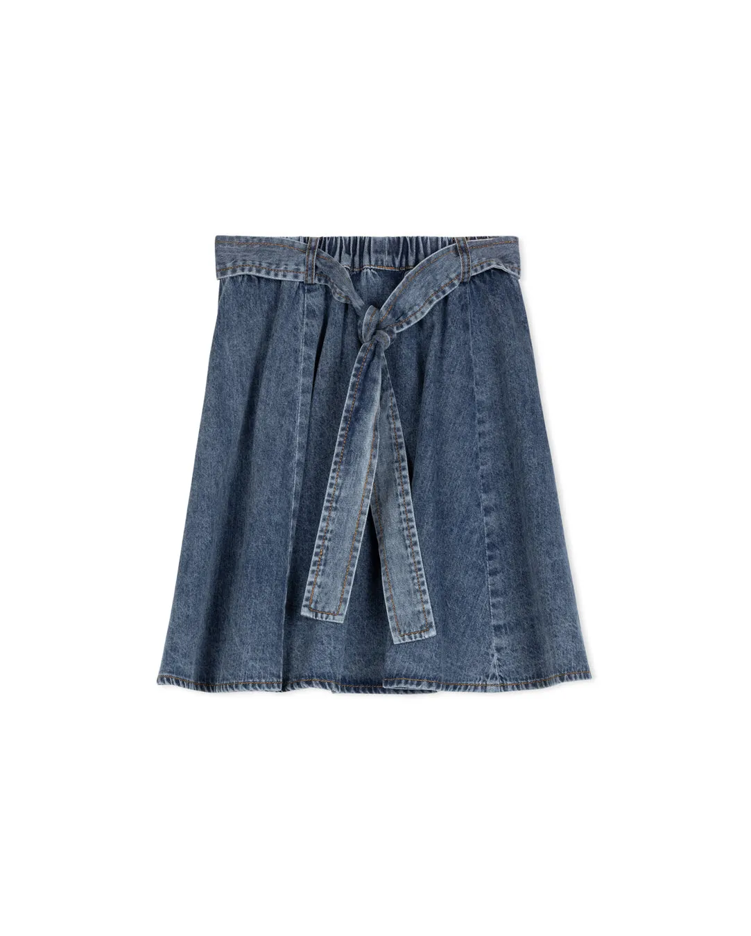 Denim Aline Paneled Short Skirt