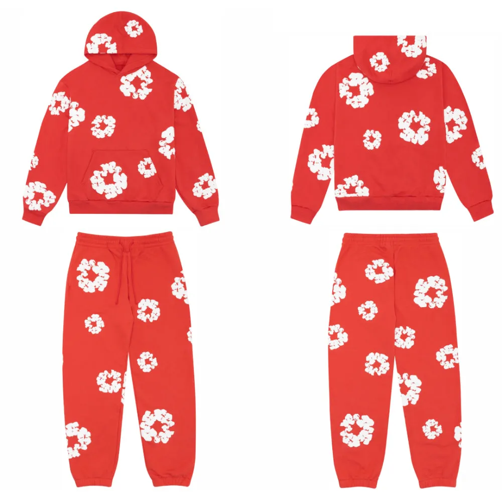 Denim Tears The Cotton Wreath Sweatsuit Red (Full Set)