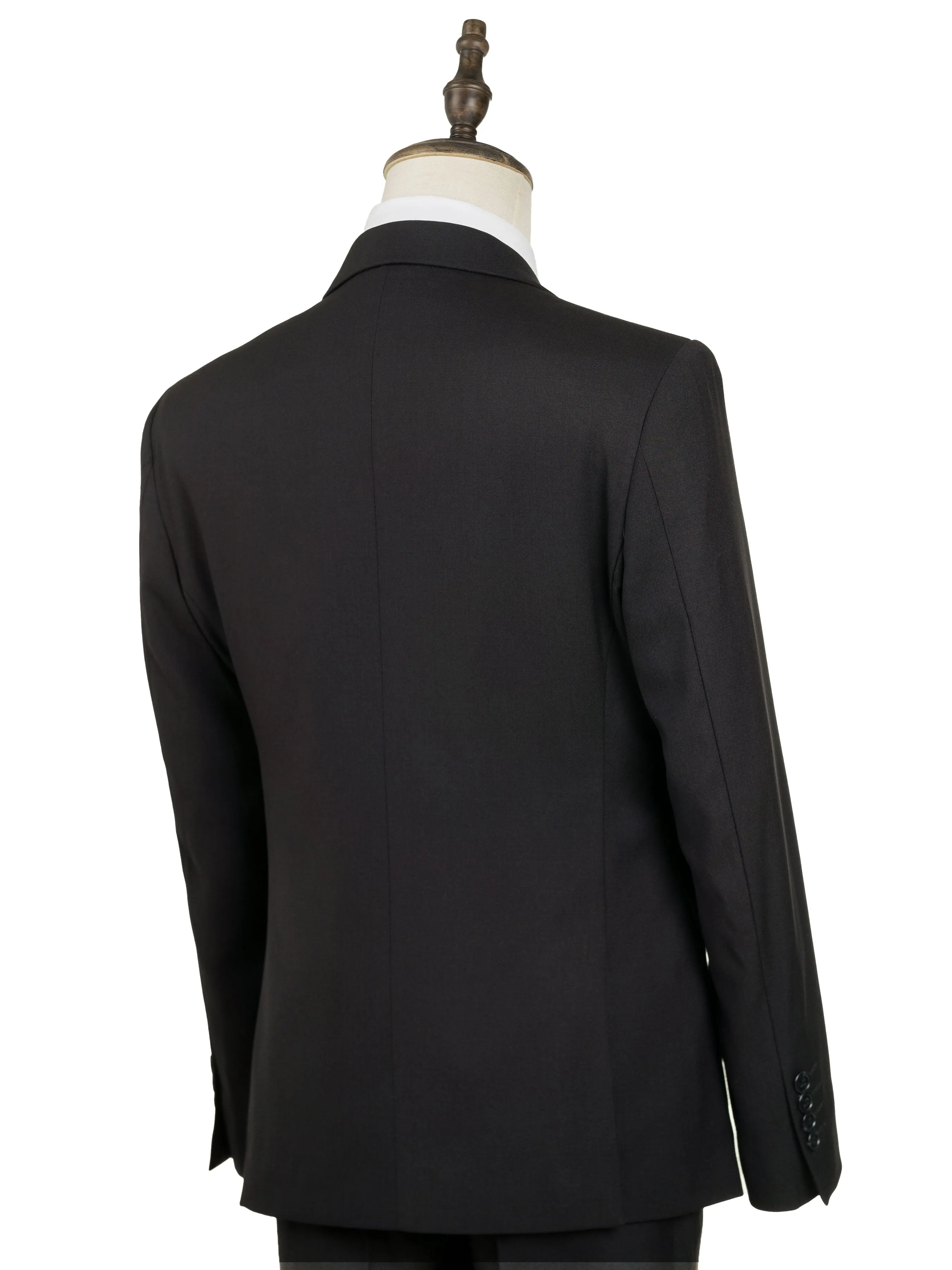 Double Breasted Suit Blazer - Jet Black Plain (Peak Lapel)