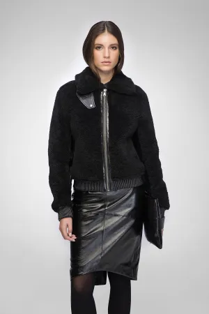 Elise - Black Shearling Jacket