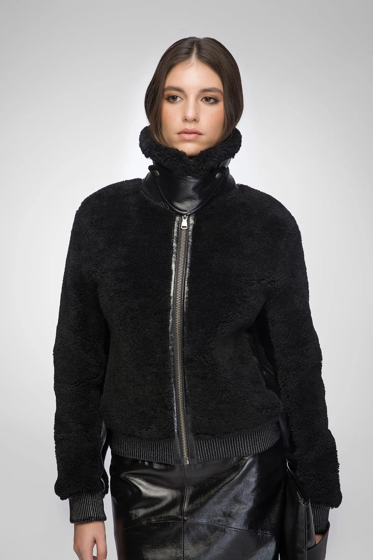 Elise - Black Shearling Jacket