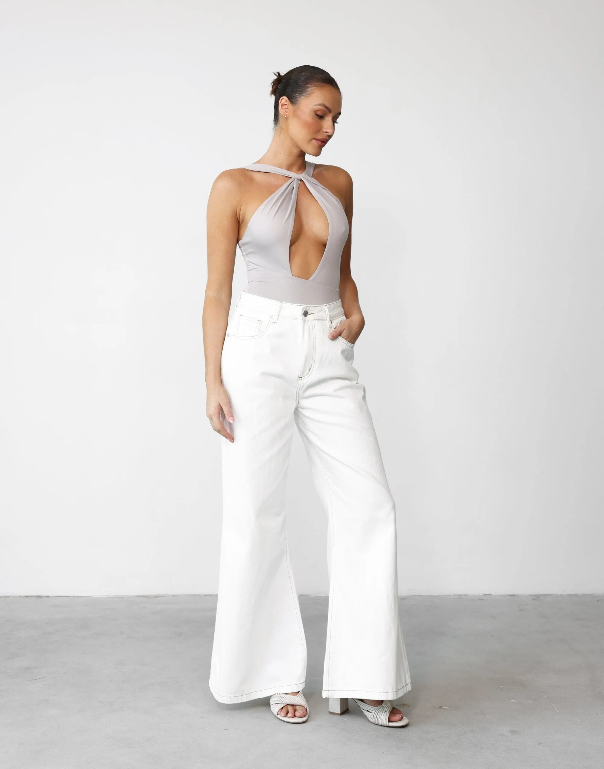 Ethan Wide Leg Jeans (Off White)