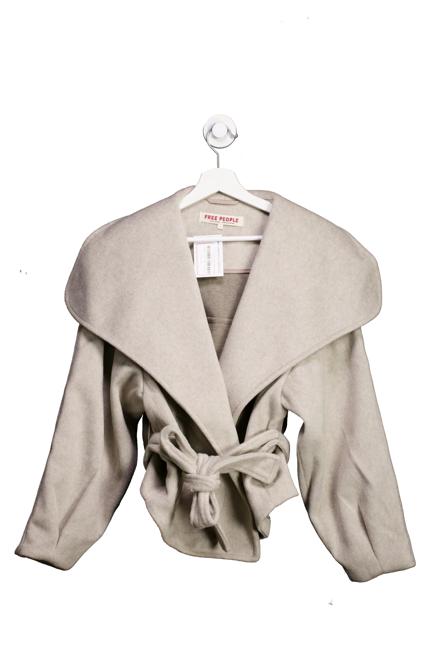 Free People Stone Cashmere-feel Belted Jacket UK M