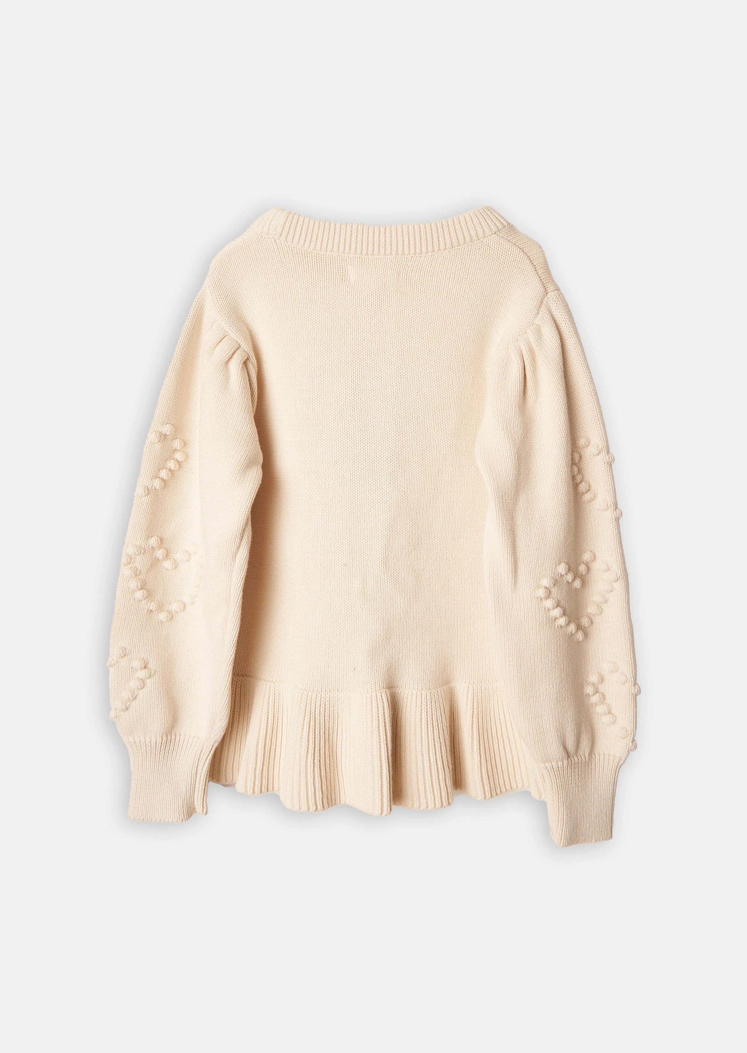 Genevieve Beige Popcorn Heart Peplum Jumper