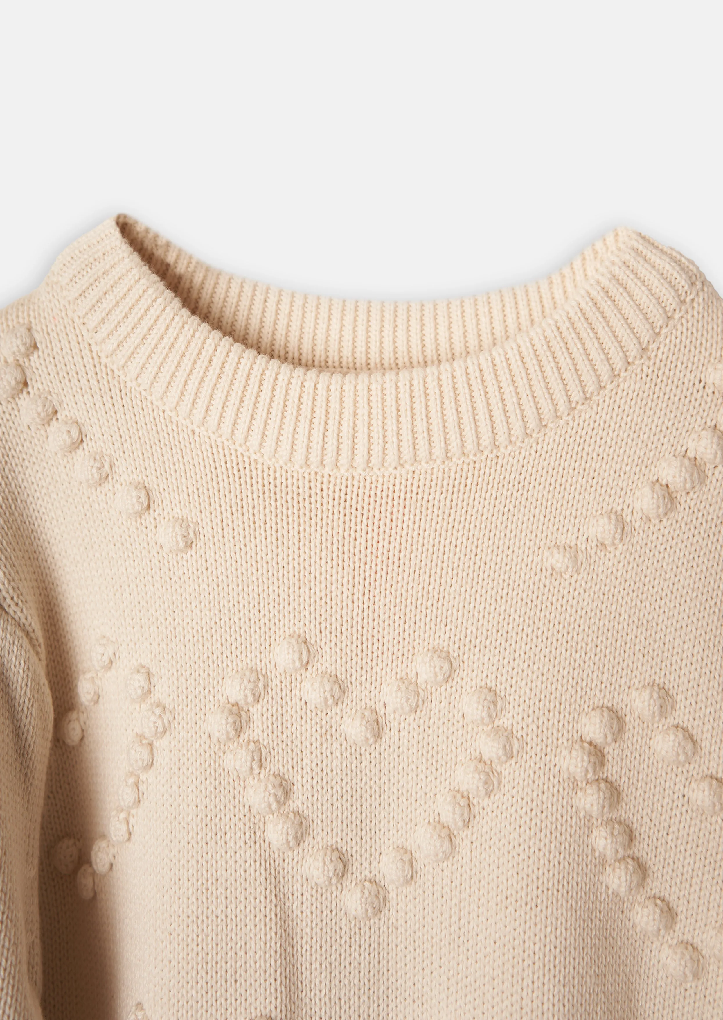 Genevieve Beige Popcorn Heart Peplum Jumper