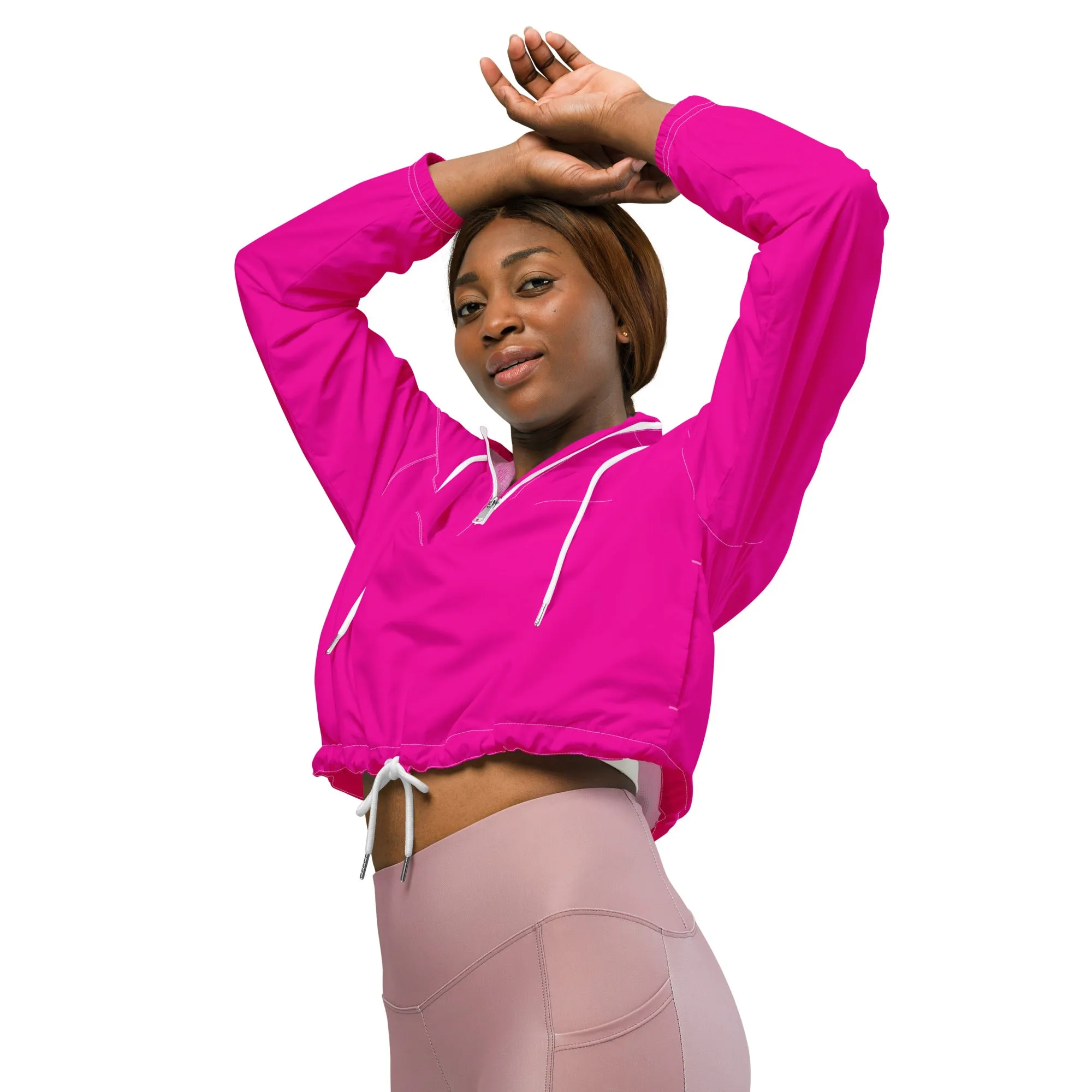 GIRLFRIEND PULLOVER CROP WINDBREAKER POWER PINK GIRLSTRONG