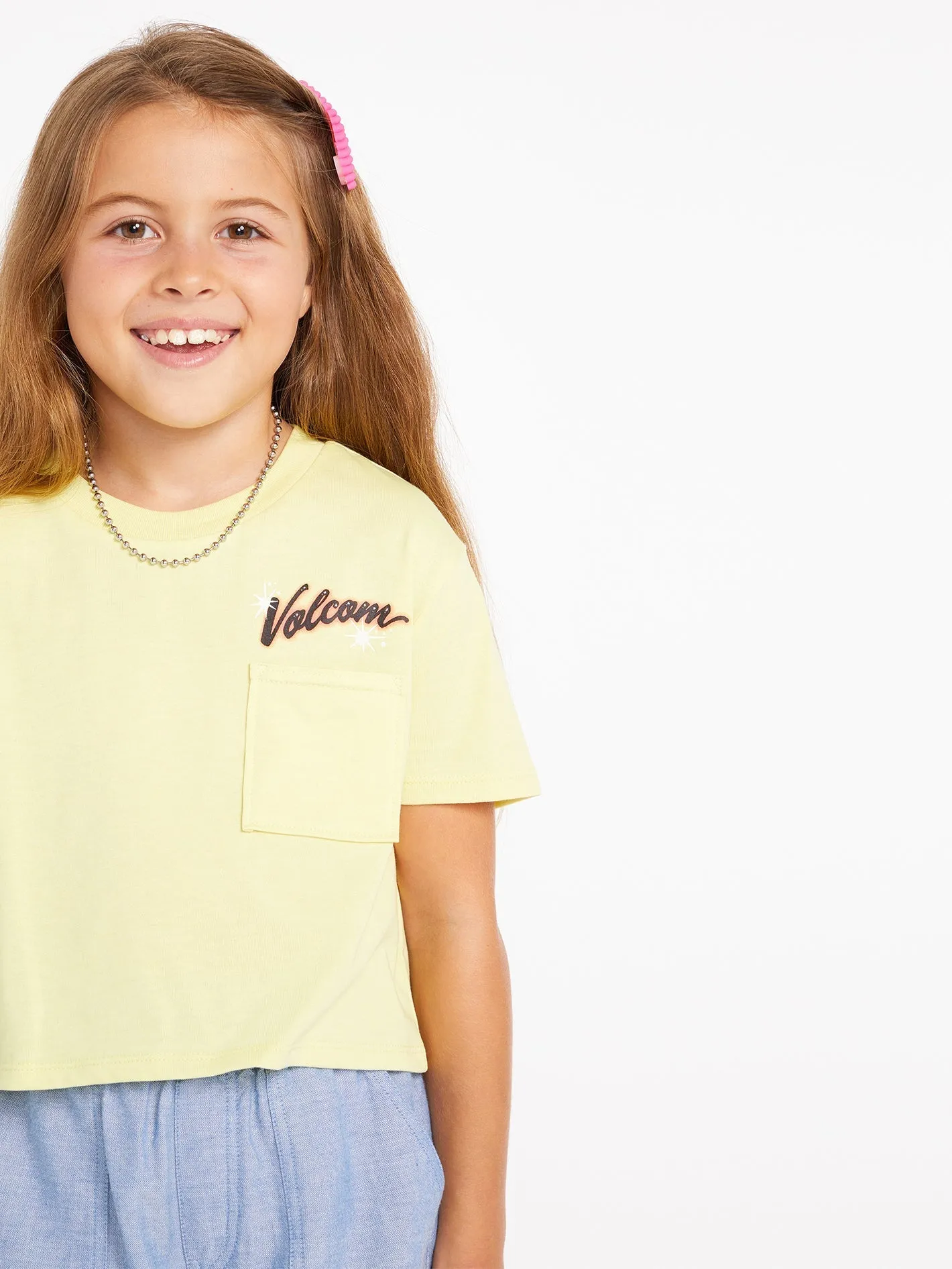 Girls Pocket Dial Short Sleeve Tee - Citron