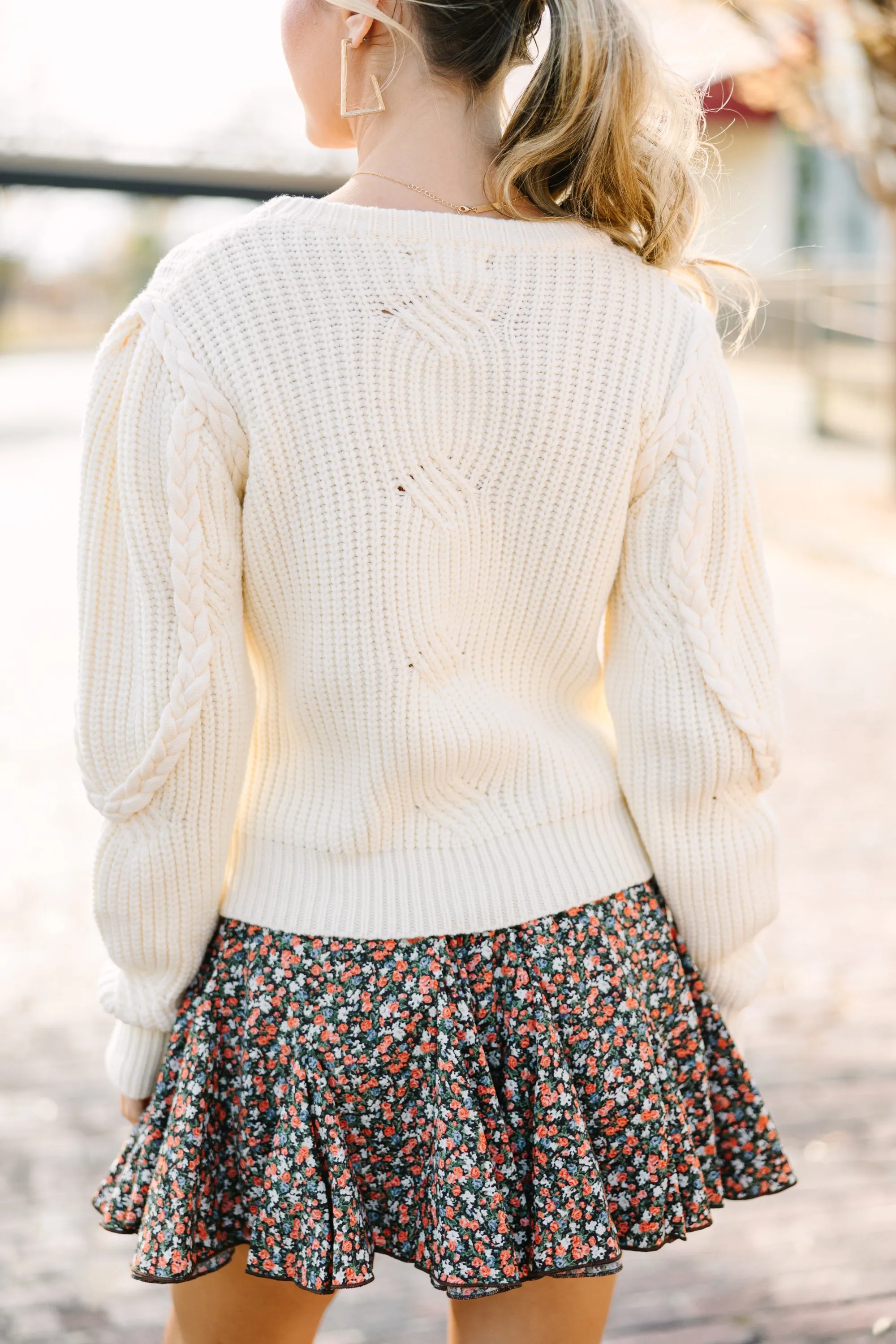 Good News Ivory White Cable Knit Sweater