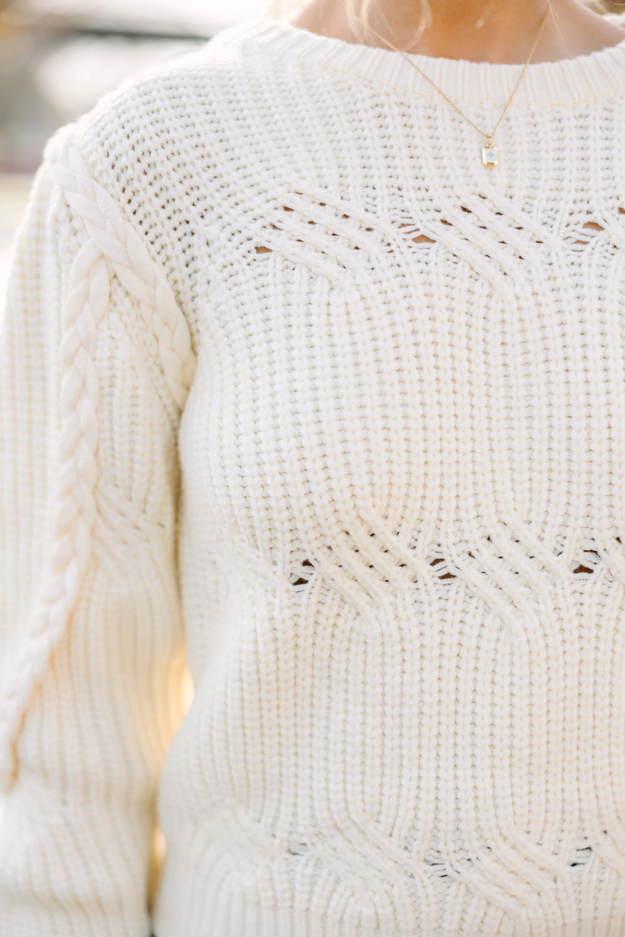 Good News Ivory White Cable Knit Sweater