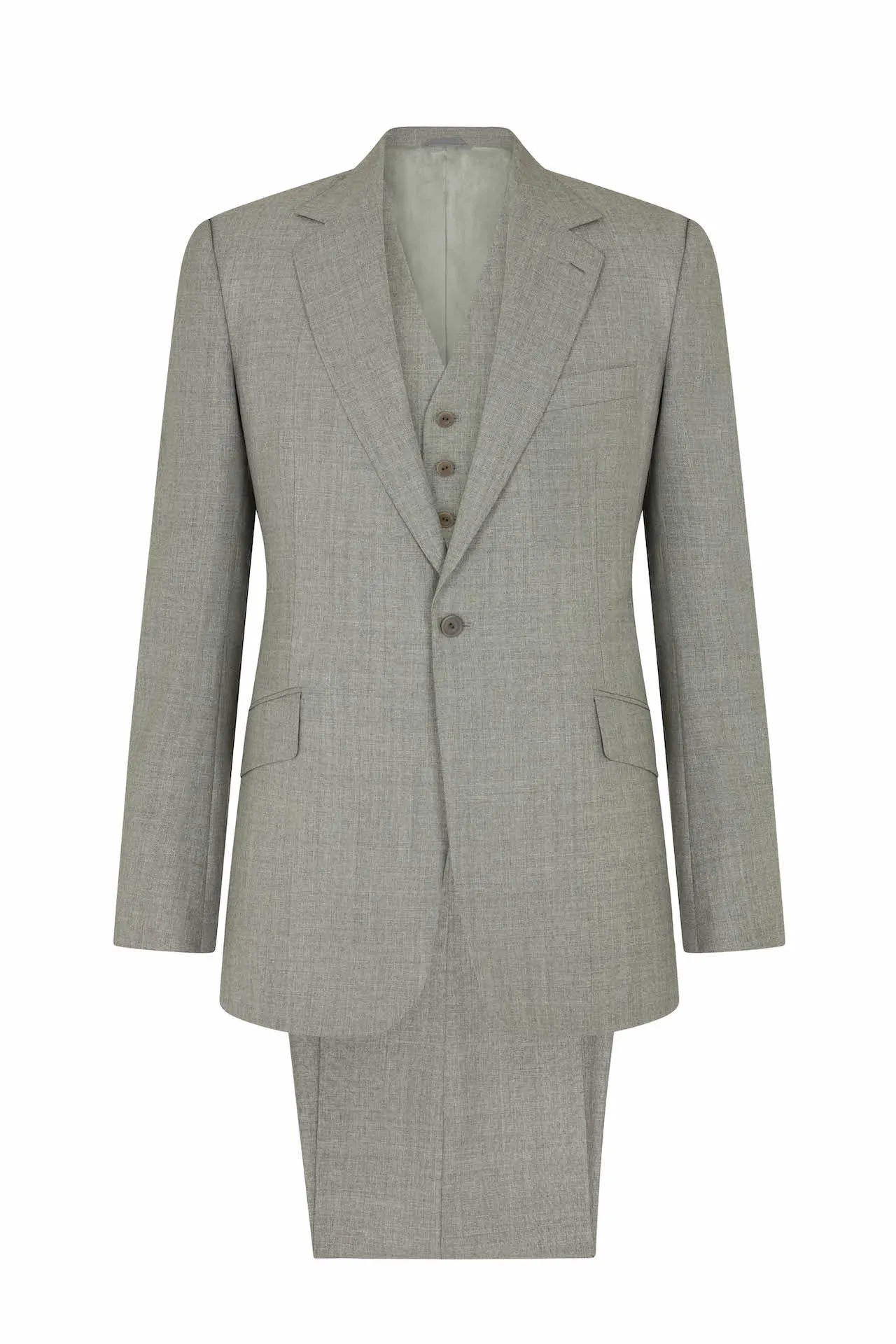 Grey Wool Three-Piece Single Breasted Suit