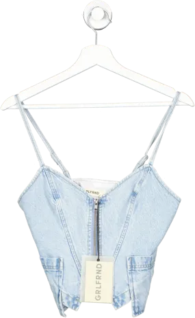 grlfrnd Blue Maia Cargo Denim Top UK XS