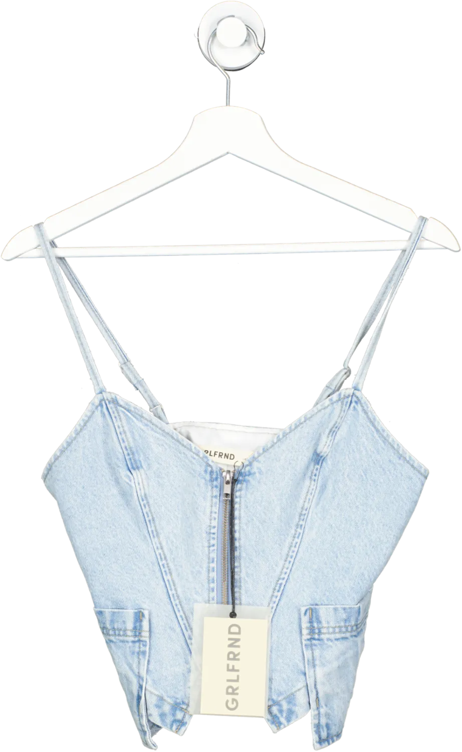 grlfrnd Blue Maia Cargo Denim Top UK XS