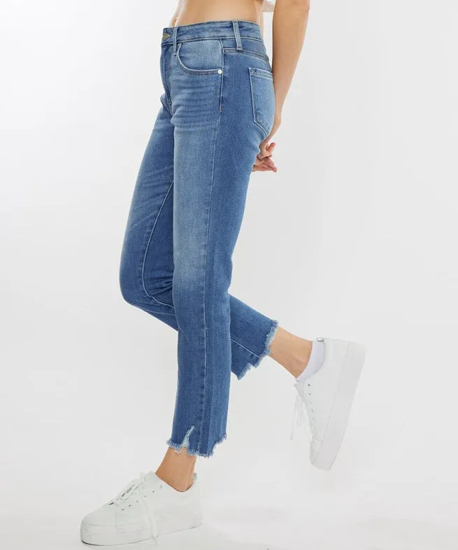 High Rise Straight Jeans - Medium Wash