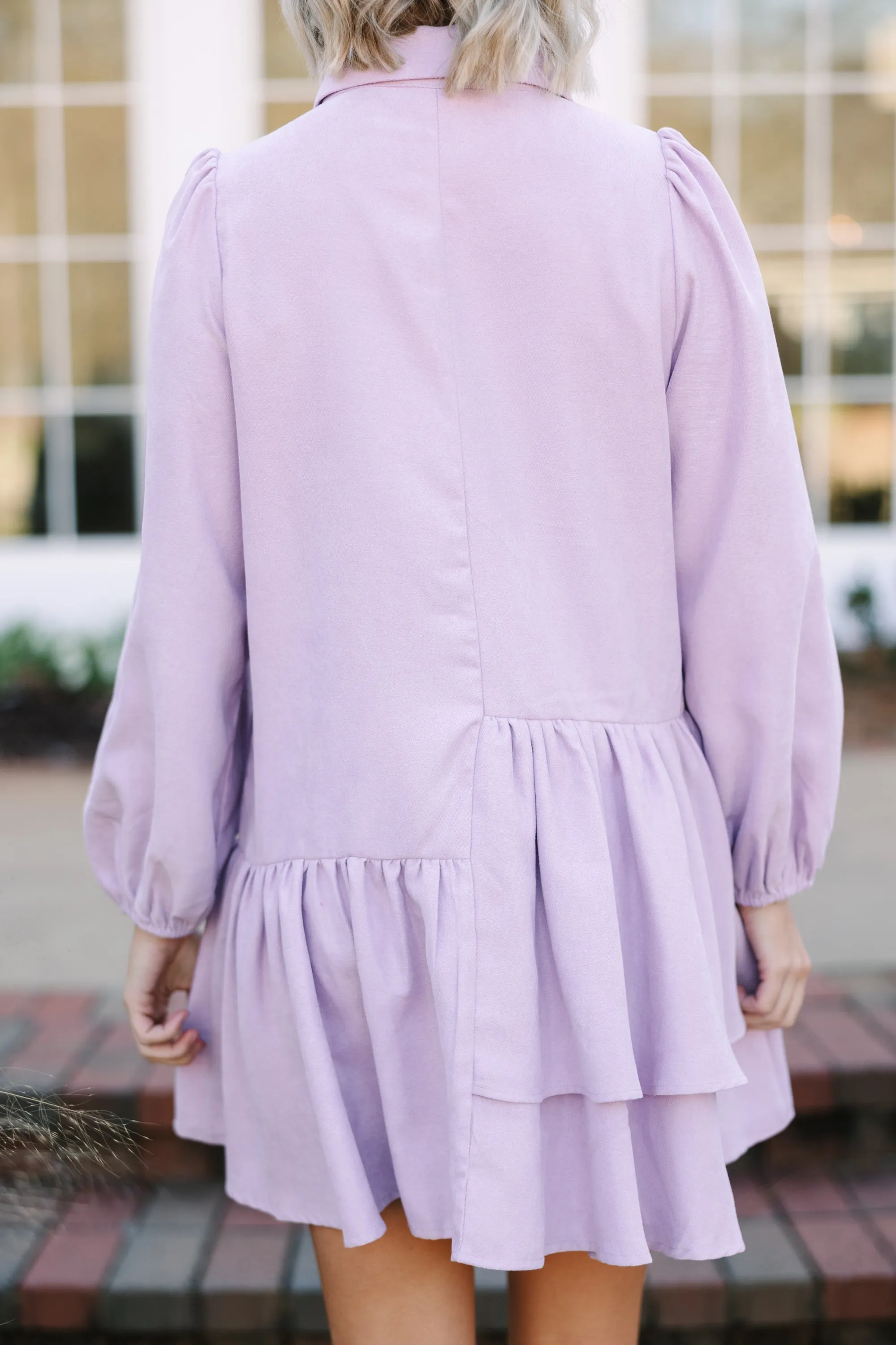 It's Your Place Lilac Purple Corduroy Button Down Dress